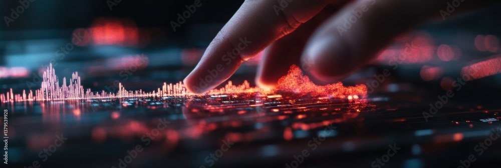 Aufkleber Quantum Data Visualization Immersive Digital Transformation with Futuristic Tactile Interface - AI-Driven Innovation and Emerging Technology Frontier