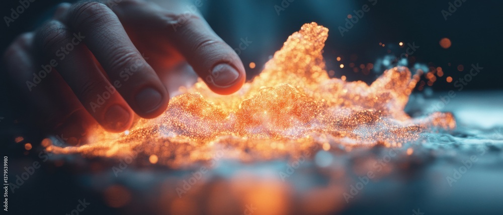 Aufkleber Quantum Creativity Unleashed Futuristic AI Data Interaction with Luminescent Particle Visualization - Innovative Tech Transformation in Digital Workspace