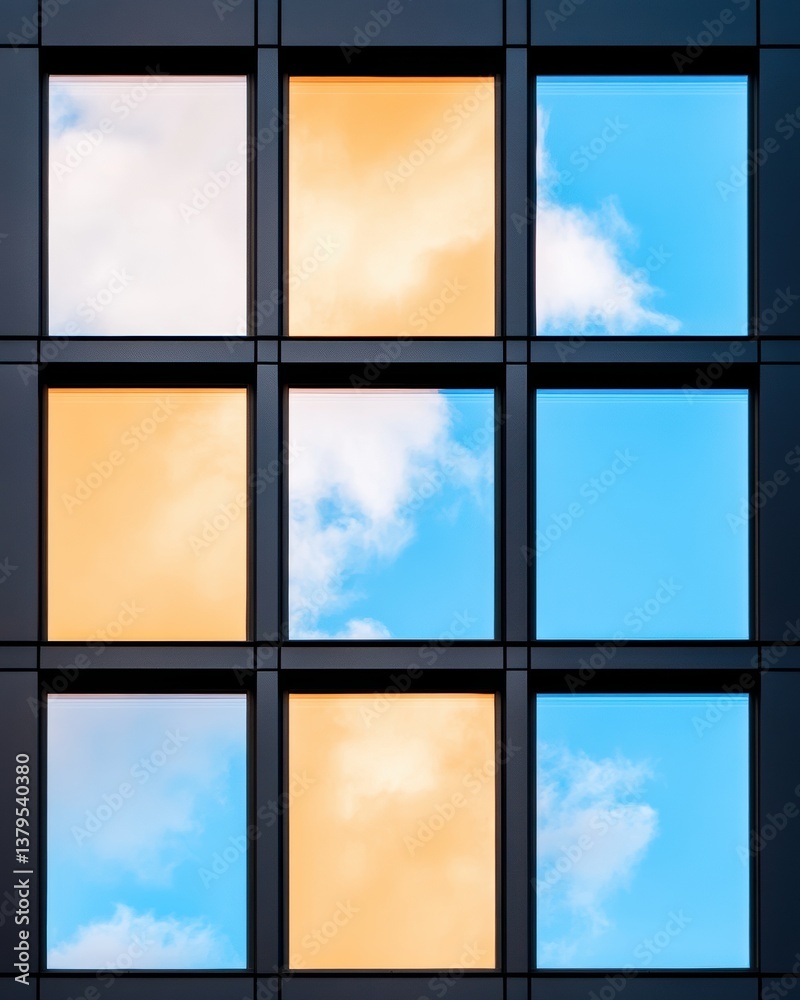 Aufkleber geometric urban luminescence modular glass facade reflecting dynamic sky - architectural innovation 