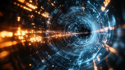 Fototapeta premium Abstract Digital Tunnel of Light and Data