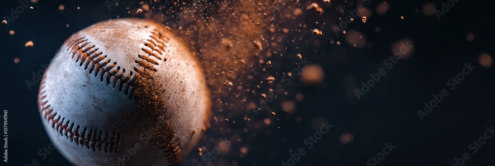 Aufkleber dynamic sports performance capture cinematic baseball moment with explosive particle dynamics - high