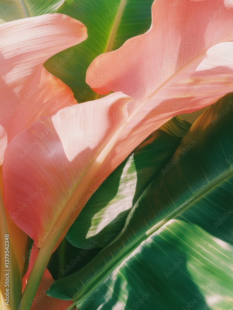 Poster soft botanical immersion tropical blush leaf abstract - eco-conscious design trends in high-resoluti