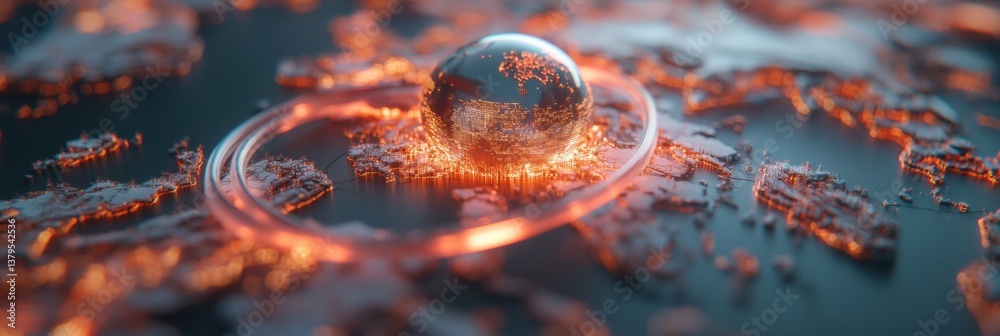 Aufkleber illuminated global health dynamics futuristic medical diplomacy visualization with glowing earth sph