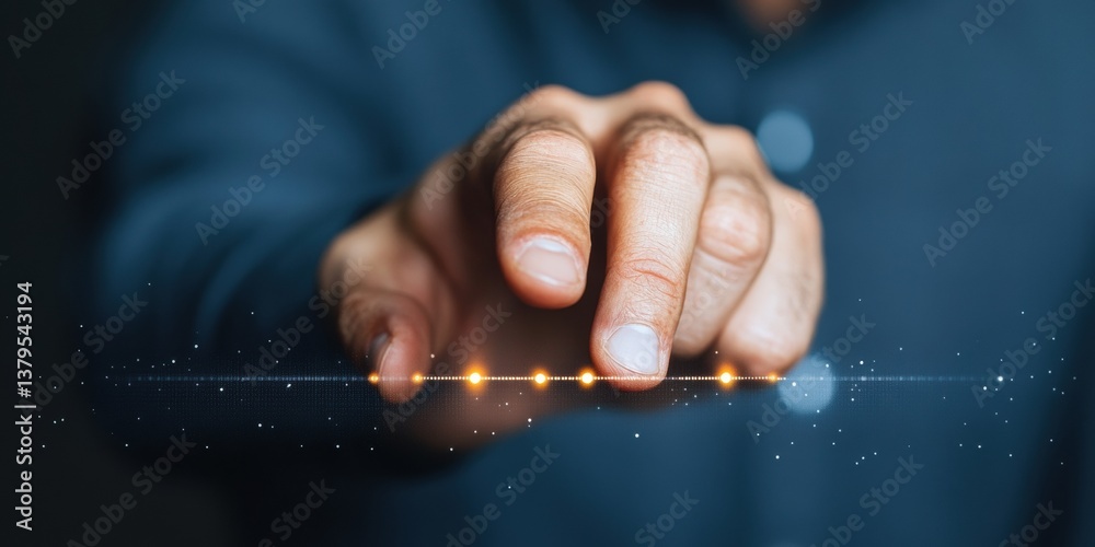Poster Digital Transformation Breakthrough Minimalist Touch Interface Visualizing Strategic Analytics, Innovation, and Precision Business Intelligence