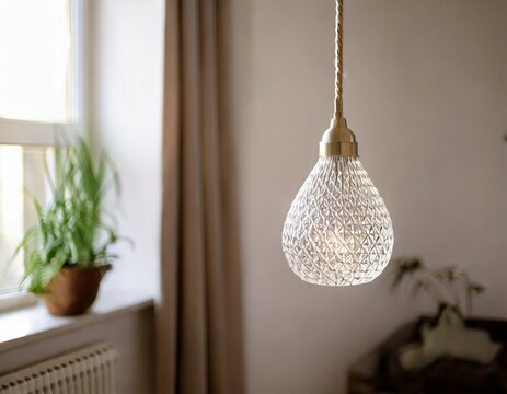 美しいペンダントライト、おしゃれな照明のあるシンプルモダンの部屋