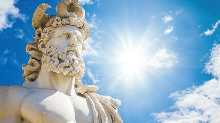 Fototapeta premium Majestic statue silhouetted against a radiant sun setting in the background, creating a stunning visual contrast