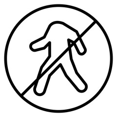 No pedestrian crossing symbol in black and white prohibition sign