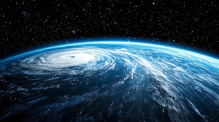 Obraz premium Earth from Space Hurricane Clouds Ocean Atmosphere Stars