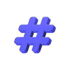 hashtag icon trend logo 3d rendering blue color