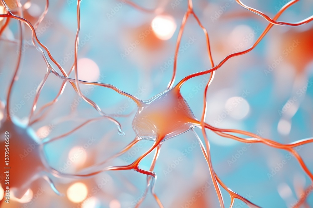 Aufkleber Neuromorphic AI Visualization Quantum Neural Network Pathways with Soft Luminescent Connectivity - Cutting-Edge Digital Transformation in Cognitive Computing
