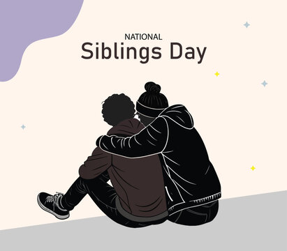 National siblings day celebration poster on april 10