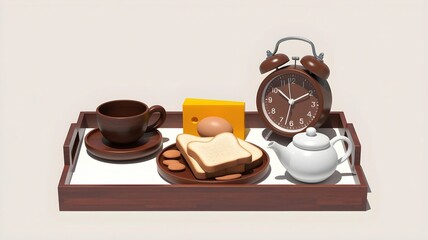 Wooden Tray with Teacup and Saucer – Rustic Morning Tea Setup