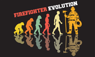 Obraz premium Firefighter Evolution T-shirt Design, Firefighter Evolution Design, evolution of man illustration