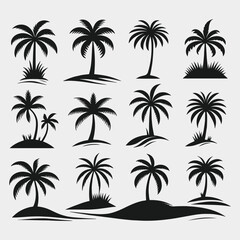 Collection of palm tree silhouettes for tropical designs