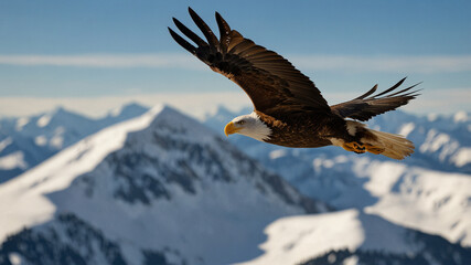 Obraz premium Soaring Over the Snowy Peaks