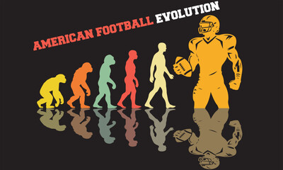 american football Evolution T-shirt Design, american football Evolution Design, evolution of man illustration