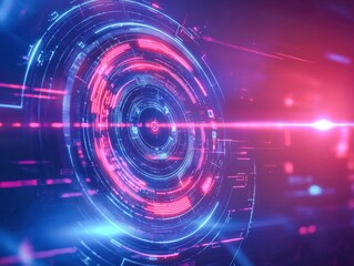 Fototapeta premium Futuristic Abstract Digital Circle with Neon Lights and Colors