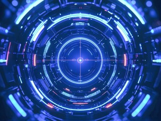 Obraz premium Futuristic Abstract Technology Inspired Circular Neon Design