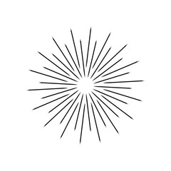 Fototapeta premium Sun rays hand drawn, linear drawing