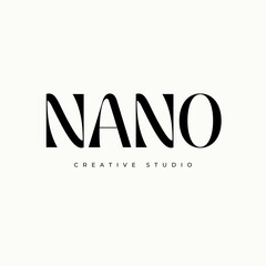 Nano logo design. Creative minimal monochrome monogram symbol.