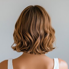 Fototapeta premium Stylish woman with shoulder-length bob cut radiating confidence and modern elegance in a bright environment