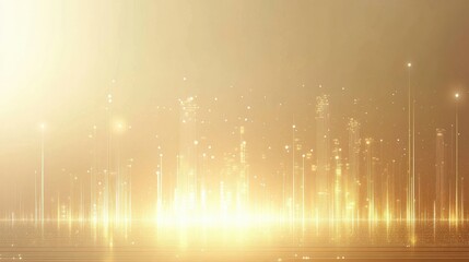 Golden Digital Cityscape Abstract Background