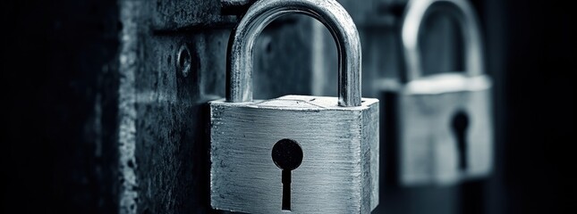 Close-up view of a sturdy metal padlock symbolizing security and protection against unauthorized access