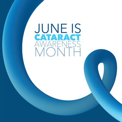 Cataract awareness month is observed every year in June, it is a dense, cloudy area that forms in the lens of the eye. Vector illustration.