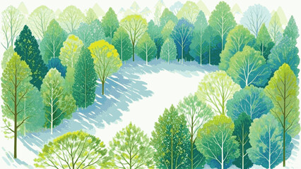 Morning mist melody forest isolated watercolor vector illustration svg © Arun168