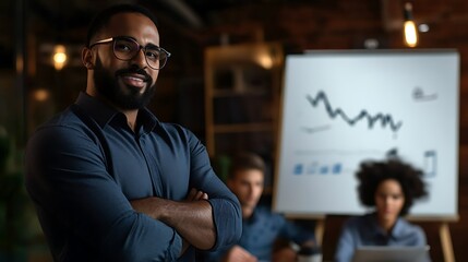 Fototapeta premium Confident CEO with Team Meeting, and Office Success.