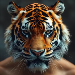 Obraz premium man with tiger face 