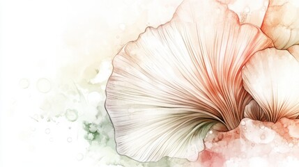 A delicate illustration of ginkgo leaves, featuring soft colors and fluid lines, evoking a serene and artistic atmosphere.