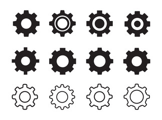 Gear icon set. Cogwheel sign and symbol. Functions symbol. Settings icon vector Illustration