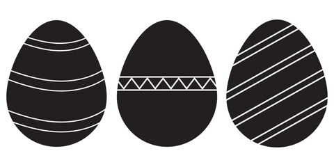  Easter eggs collection. Spring linear egg icon set with different ornaments. Doodle style Easter illustration pack for card, invitation, print, sticker, banner, poster.