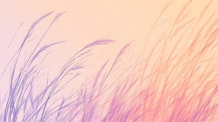 Fototapeta premium Pastel Grass Blades Swaying Gently In The Breeze