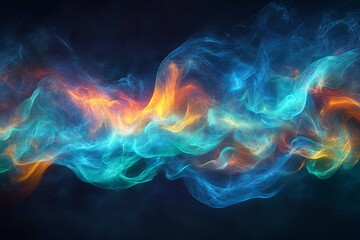 Obraz premium Abstract ethereal colorful flowing forms against a dark backdrop