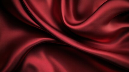 Obraz premium Red silk fabric drapes, studio shot, dark background, textile design