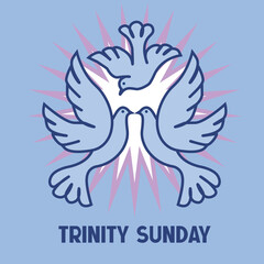 Trinity Sunday Celebration with Three Holy Doves - Religious Symbol of Faith and Unity