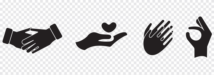 Hand icon collection. vector silhouette illustration. Variety hands design.