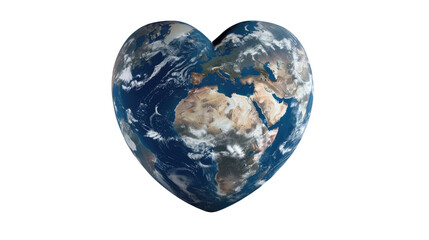 Heart-Shaped Earth: A symbolic image of Earth transformed into a heart, symbolizing love, care, and global unity.