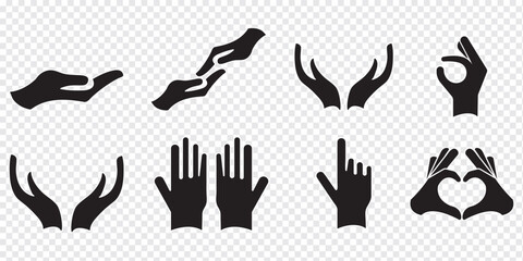 Hand icon collection. vector silhouette illustration. Variety hands design.