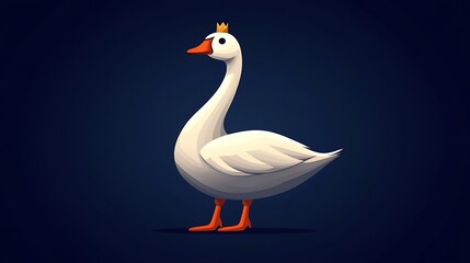 Obraz premium Cartoon goose with crown; whimsical illustration; simple design; stock photo