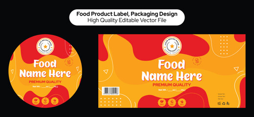 Food label template, food product label design for honey kimchi spice coffee hot sauce butter nuts organic fruit vegetable seafood jam product jar packaging sauce template editable vector file