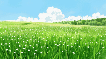 Summer field symphony meadow isolated watercolor vector illustration svg
