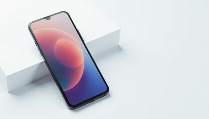 Clean, sleek smartphone on pristine white backdrop, wireless communication, portable, data