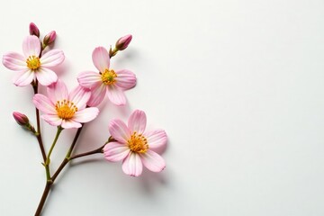 Delicate, small-scale floral sprigs on white background, pretty, spring, white floral