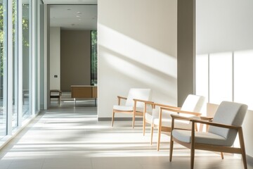 Fototapeta premium sunlit room with sleek minimalistic design highlights its elegance