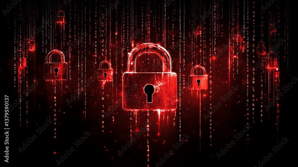 Aufkleber Illustrative image of a padlock with programming codes and digital encryption