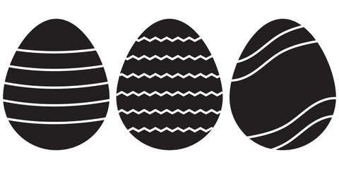 Easter egg icon. Black egg sign, isolated white background. Simple design, decoration Happy Easter. Holiday decorative element. Cute pattern ornament celebration. Spring symbol Vector illustration