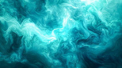 Obraz premium Abstract Swirling Waves in Shades of Turquoise and Teal Hues